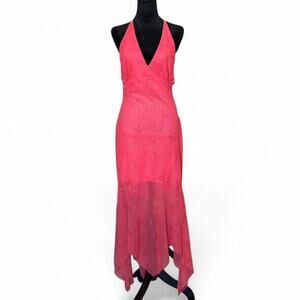 Y2K Fitted Pink Maxi Dress – Coquette Sparkle Halter 9